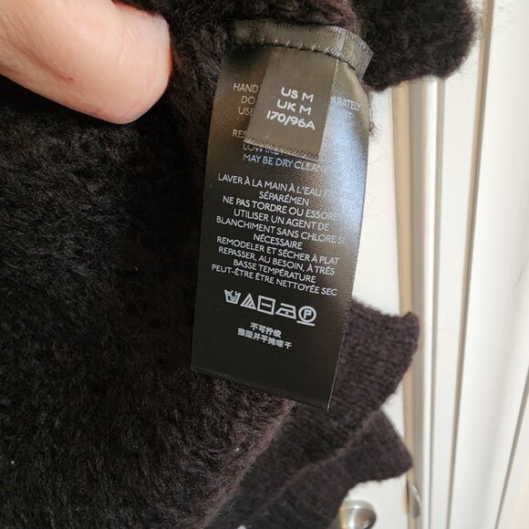 Free People Black Knit Oversized V neck Sweater Medium - Picture 5 of 8